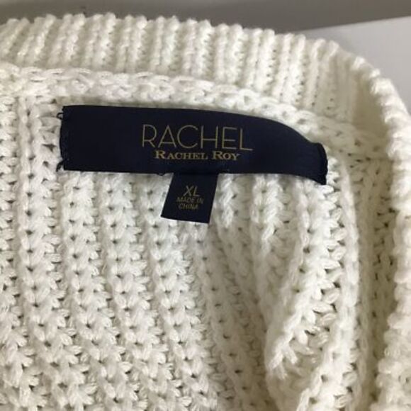 Rachel Roy Womens October Pullover Sweater Ivory Long Sleeve Ribbed Trim XL New - Picture 8 of 8